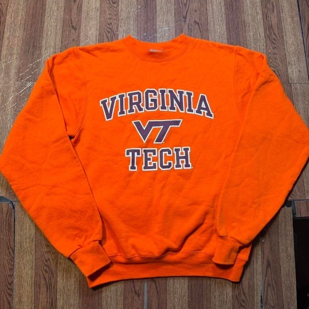 Champion Orange Virginia Tech Fleece Crew Sweatshirt XS